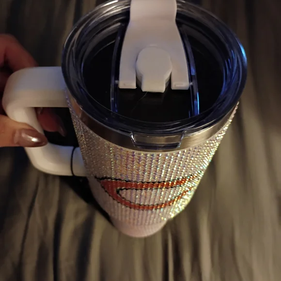 Crystal Bling Tumbler with Orange Chicago Bear Logo - Picture 4 of 5